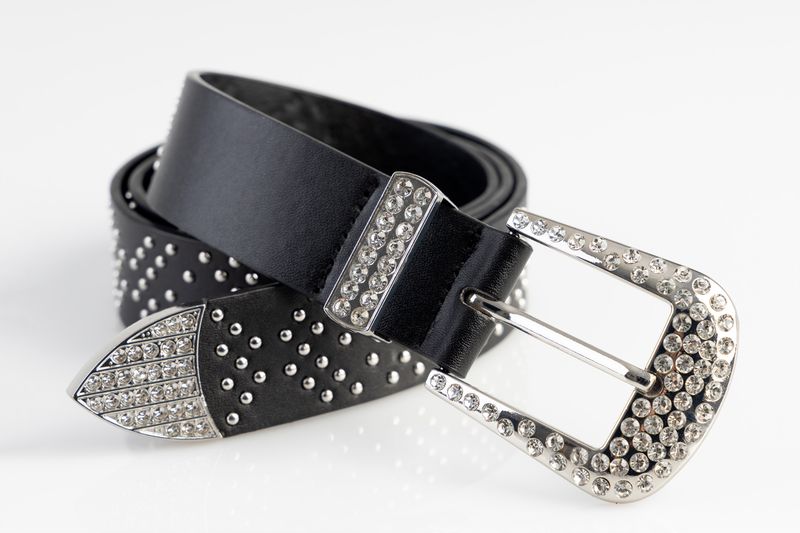 Sissy Boy: Stud Type Belt With Diamante Buckle Black