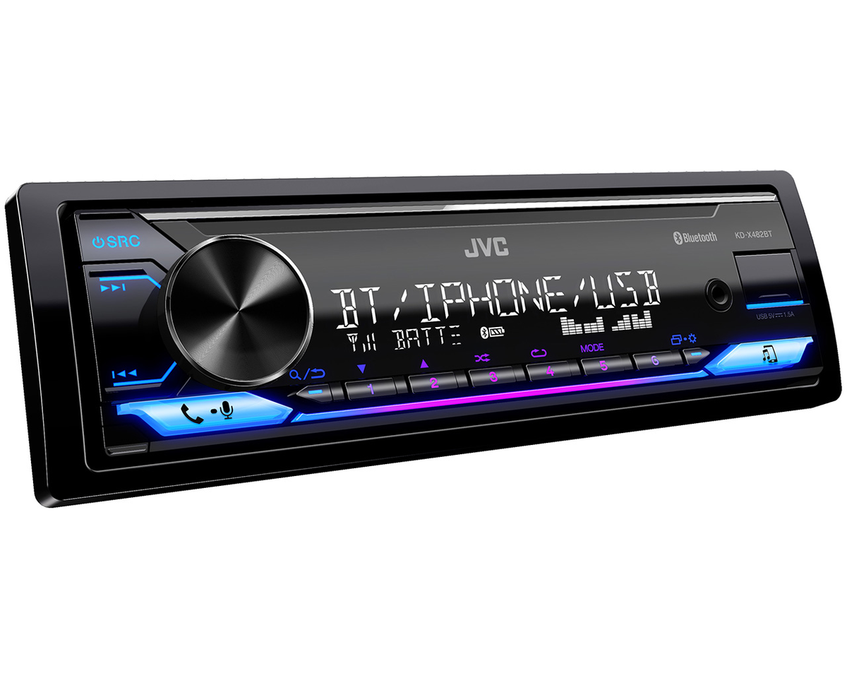 JVC KD-X482BT 1-Din Digital Media Receiver featuring BT / USB / 13-Band EQ