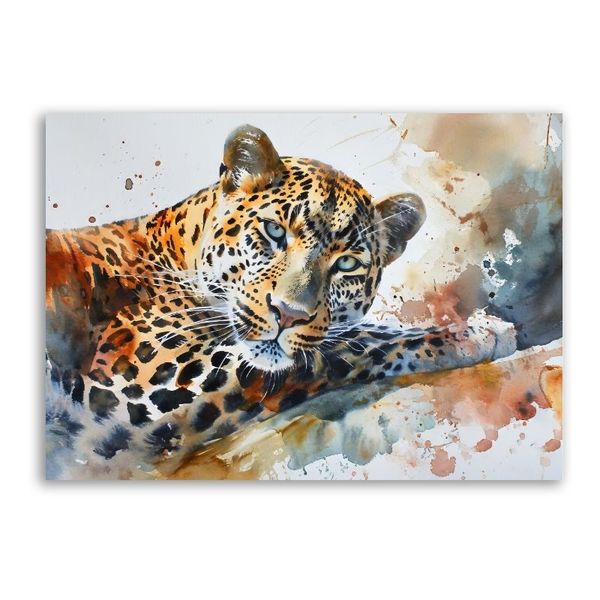 Watercolour Leopard Canvas Abstract Wall Art