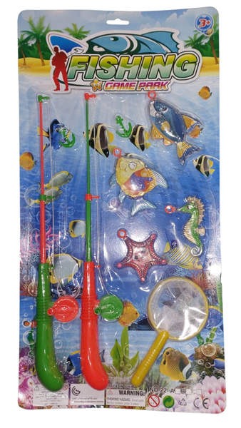 Fishing Rods with a Net and Fishes