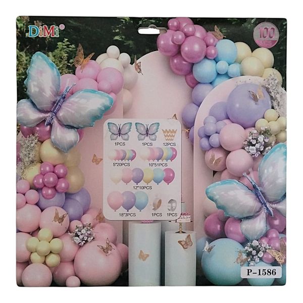 Pastel Coloured Butterfly Balloon Pack - 100 Pieces