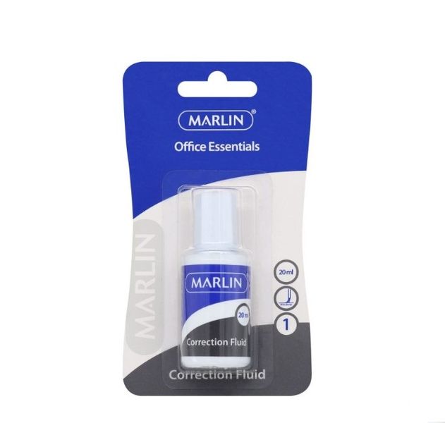 Marlin - Office Essentials Correction Fluid Bottle 20ml (Pack Of 12)