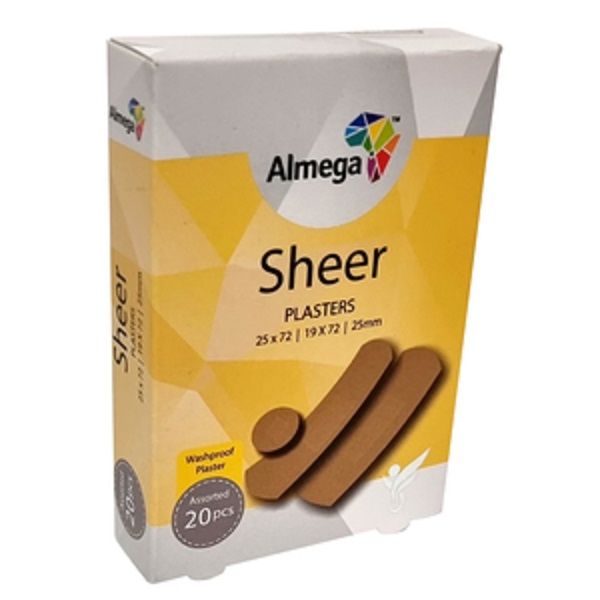 Almega - Assorted Sheer Plasters (20 Per Box) x 4