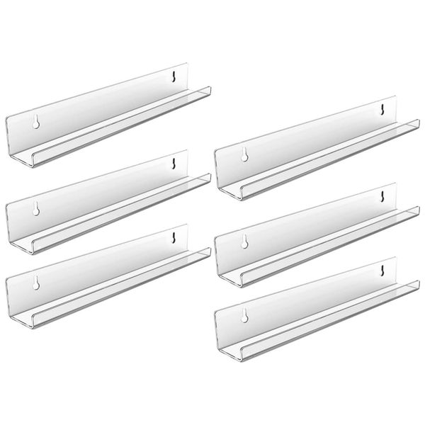 6 Pack Acrylic Vinyl Record Wall Mount Shelves with Protective Sleeves