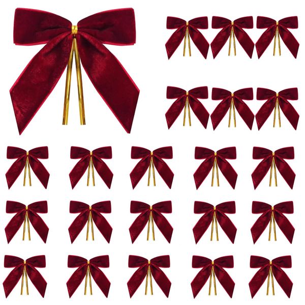 30 Pack Red Christmas Bows,Christmas Tree Bow Decoration for Wreaths
