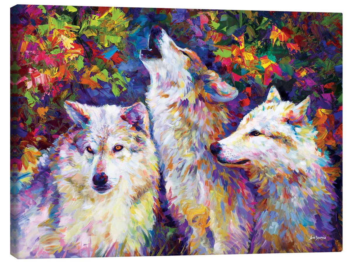 Canvas Art - Majestic Wolves Large Abstract Painting Canvas Print Wall ...