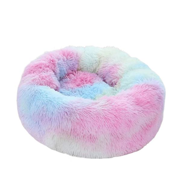 Rainbow-colored winter warm and thick dog and cat bed.