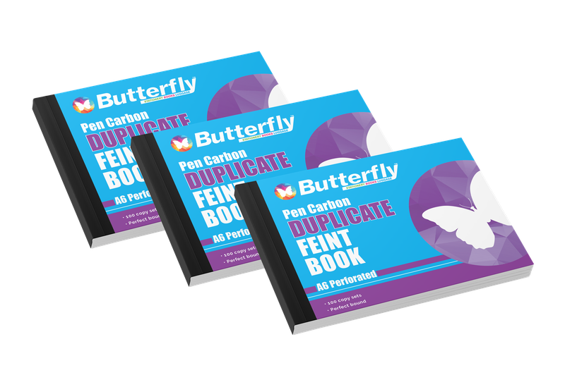 A6 Pen Carbon Duplicate Feint Book (100 Copy) X3