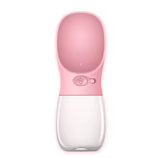 Pink Dog Travel Water Bottle - Leakproof Pet Dispenser for Walks &amp; Hikes