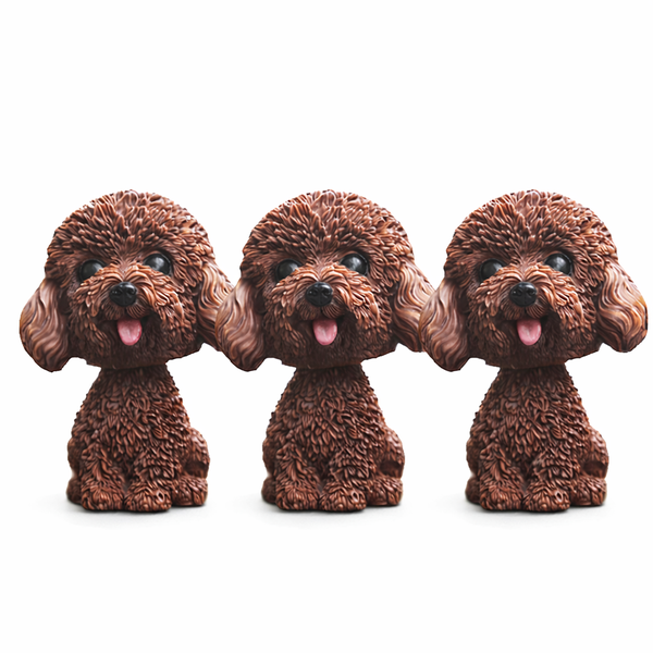 3 Pack - Vinyl Teddy Bear Car Ornament - Brown