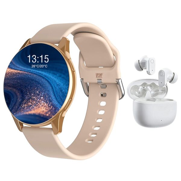 Women's Pink Smartwatch &amp; Bluetooth Earbuds - Step Counter &amp; Sleep Tracking