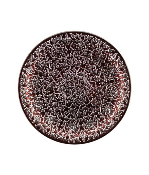 Irena Plate Shiraz 35cm Dark Red &amp; Silver