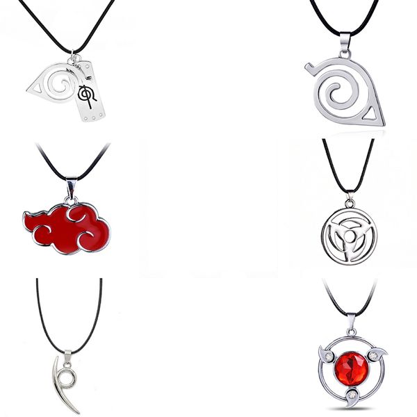 6Pcs Naruto Anime Akatsuki Red Cloud Symbol Necklace