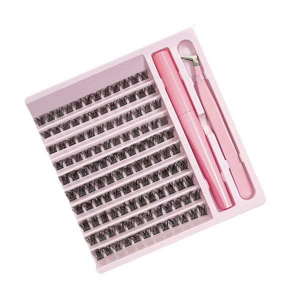 120 Lash Clusters DIY Lash Cure Extension Kit with Bond &amp; Tweezer 8-16mm