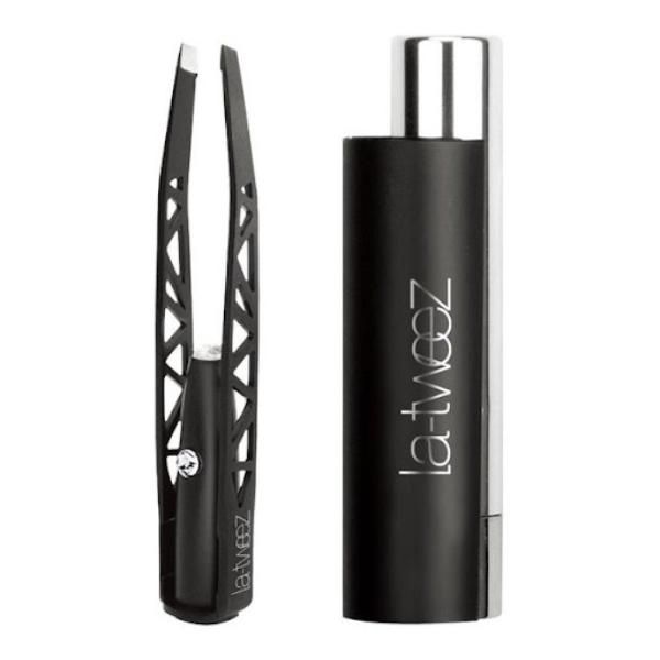 La Tweez Black Pro Illuminating Tweezers with Lipstick Case -Black