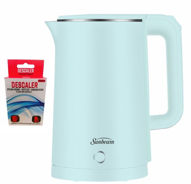 Sunbeam - 1,8L Kettle Cool Touch - SDWK-1800W - Blue and Home Hub Descaler