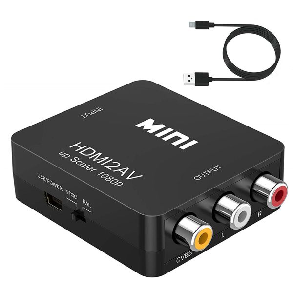 HDMI to RCA Adapter, ARKIM HDMI to AV Converter with USB cable, 3RCA CVBs