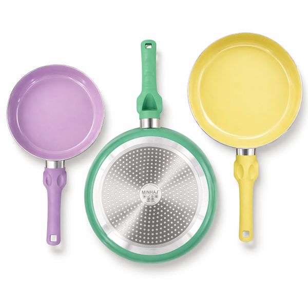 Minhaj Homeware - 3-Piece Non-Stick Aluminium Frying Pan Set, Multicolour