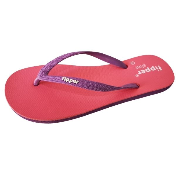 Fipper - Slim Ladies' Flip Flops / Slippers - (Pink with Purple Straps)