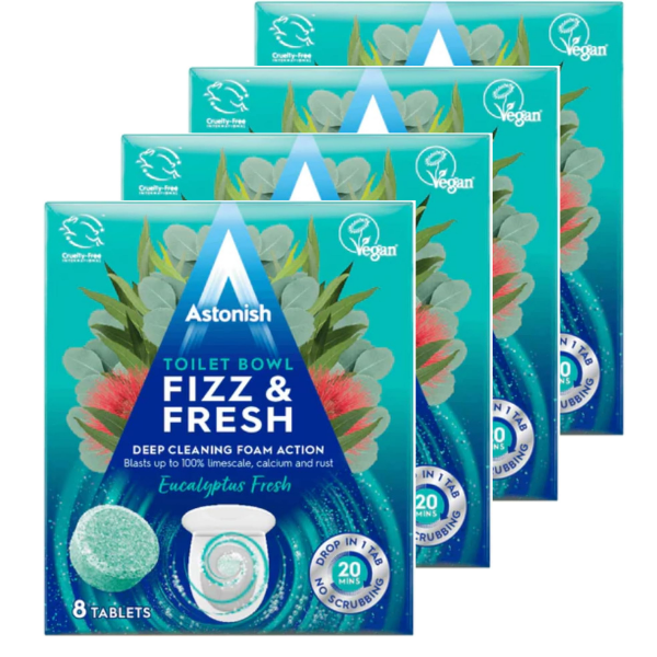Toilet Bowl Cleaner | Extra Strength | Eucalyptus Fresh | 4 Pack | Astonish