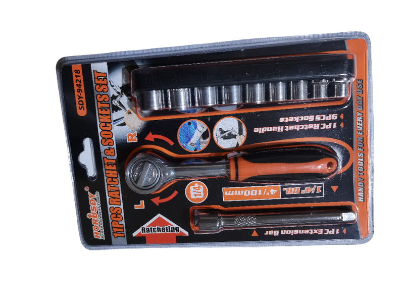 Ratchet And Socket Set 11 Piece