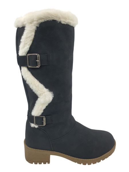 Buckle Faux Fur Design Boots