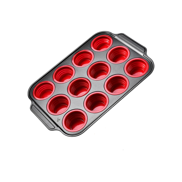 Alanes 12 Cups Nonstick Silicone Egg Bites Cupcake Pan