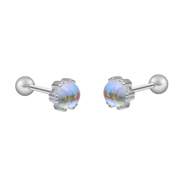 Moonstone Stud Earrings With Ball Fastner