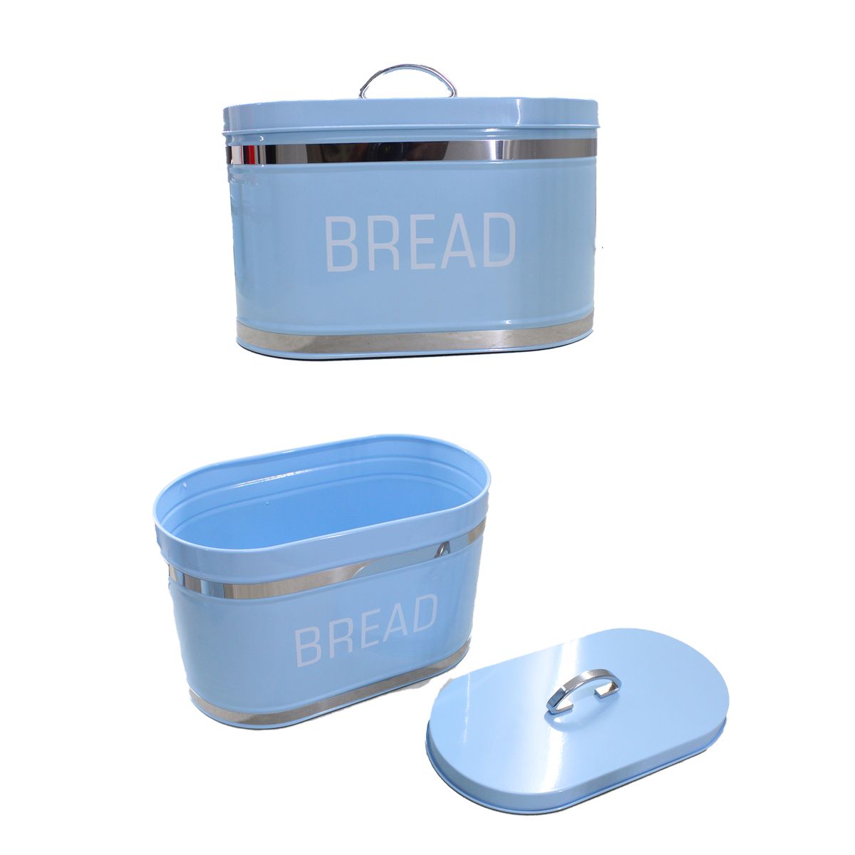 Bread Bin Blue And White Tea Coffee Sugar Canisters Oval Piece