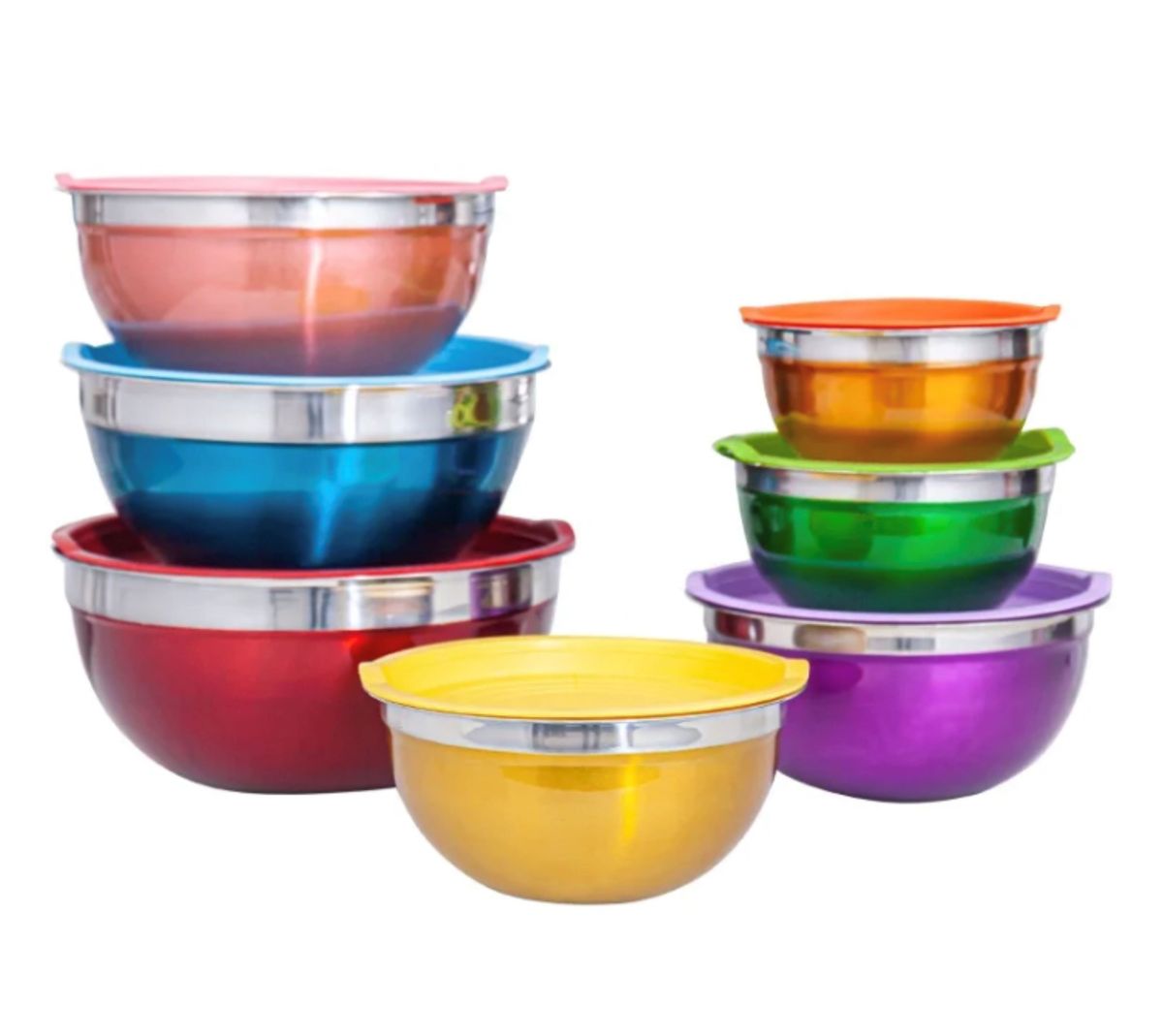 Creative Kitchens Set of 7 Mixing Bowls ColourCoded with Airtight