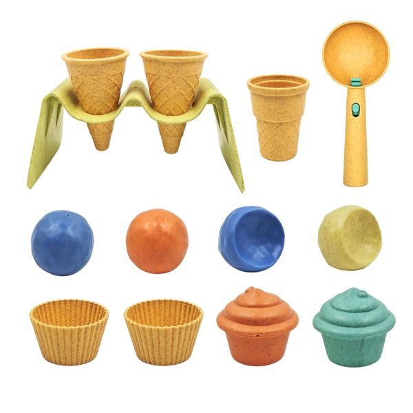 Mingli Toys - Pretend &amp; Play Food - Ice Cream and Cupcake Set - Eco-friendly - 13 Pieces