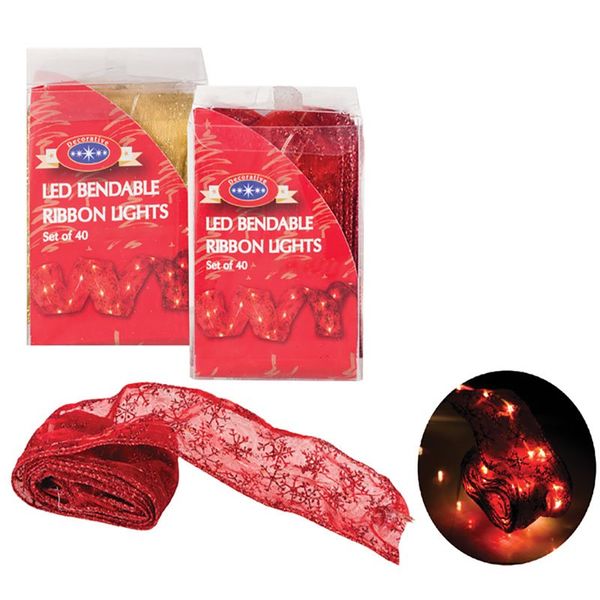 Bulk Pack x 3 Two Meter Xmas Lights Battery Operated Ribbon 40x Running LED