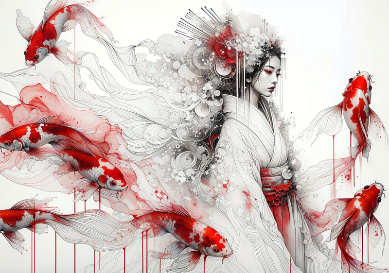 Canvas Wall Art Home Decor - Pink Geisha