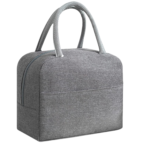 Waterproof Thermal-Insulated Lunch Bag With Front Pocket - Black