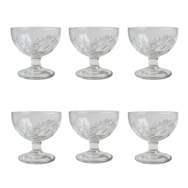 Floral Ice Cream Bowl Set 140ml - Elegant Dessert Serving Bowls - 6 Pack