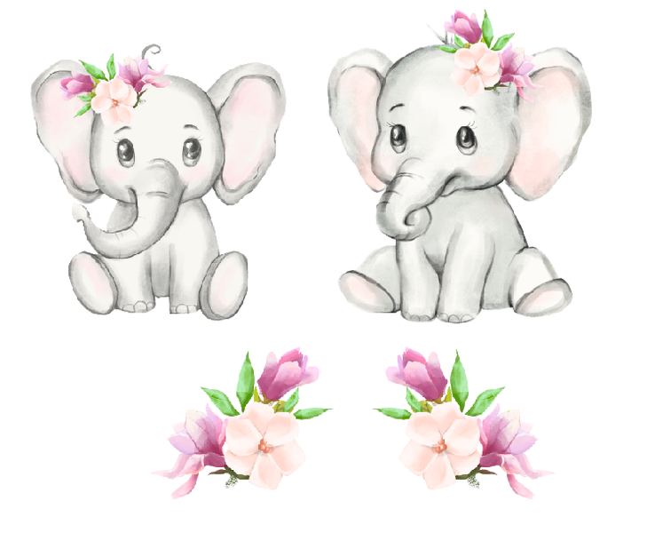 Cute Baby Elephant Nursey Room Wall Vinyl Stickers