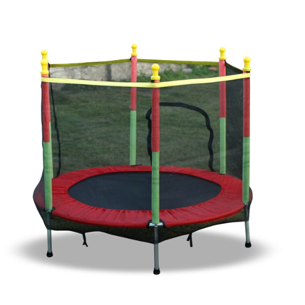 55" Trampoline for Kids with Safety Enclosure Net &amp; Spring Pad