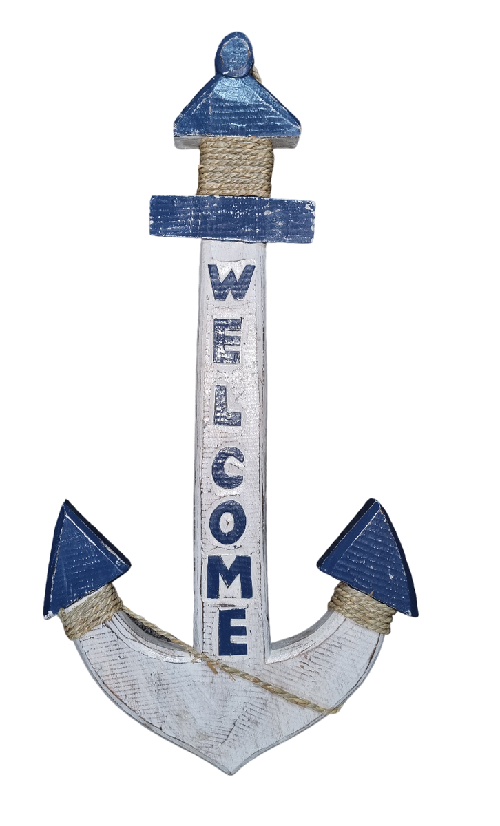Welcome Anchor Hanging Nautical Wooden Sign - 25cm x 50cm | Shop Today ...