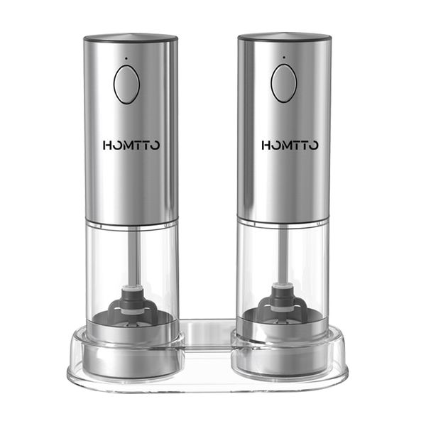 HOMTTO Rechargeable Electric Spice Grinder Set with 5 Adjustable Coarseness