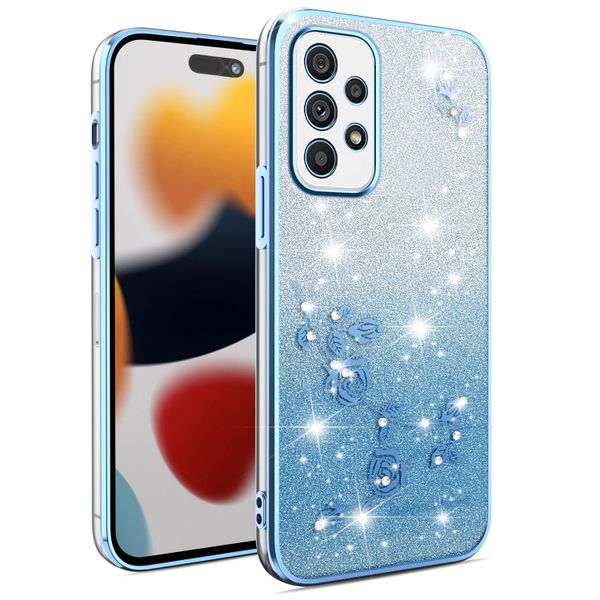 Phone Case Compatible With Samsung Galaxy A73 Flowers Diamond Shining Cover