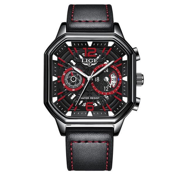 LIGE - Quartz Watch With Water Resistance &amp; Multi-Structure Dial - Black