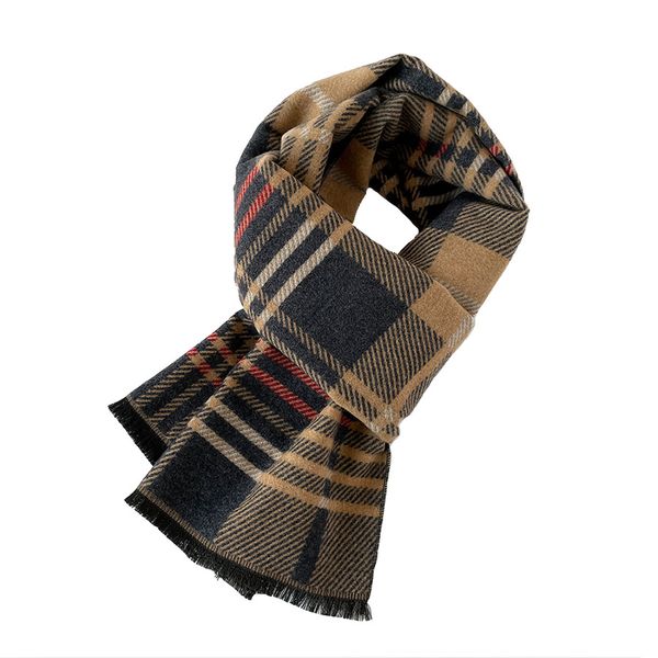 Fluffy and Soft Imitation Cashmere Men's Autumn and Winter Plaid Scarf