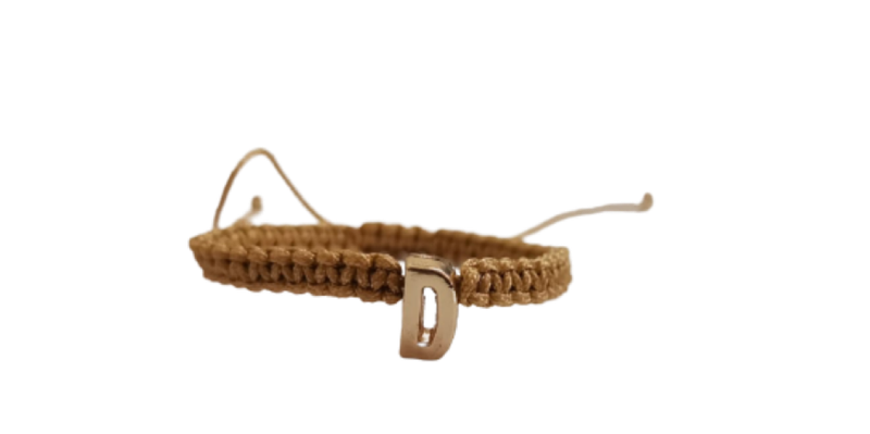 YALLI Gold Letter D Charm Bracelet Adjustable String