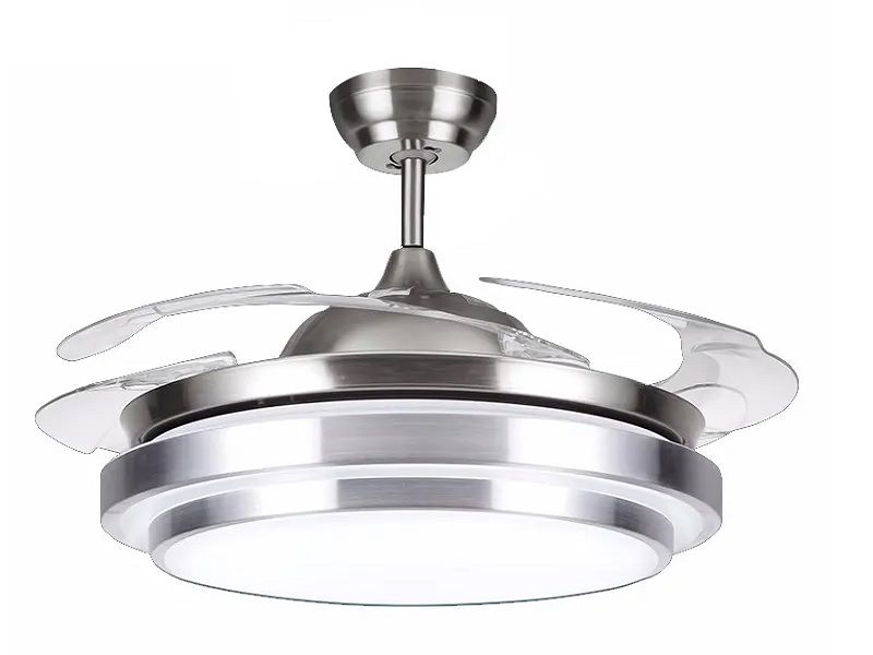 Modern Ceiling Fan with Remote Control and Retractable Blades, 48" inches