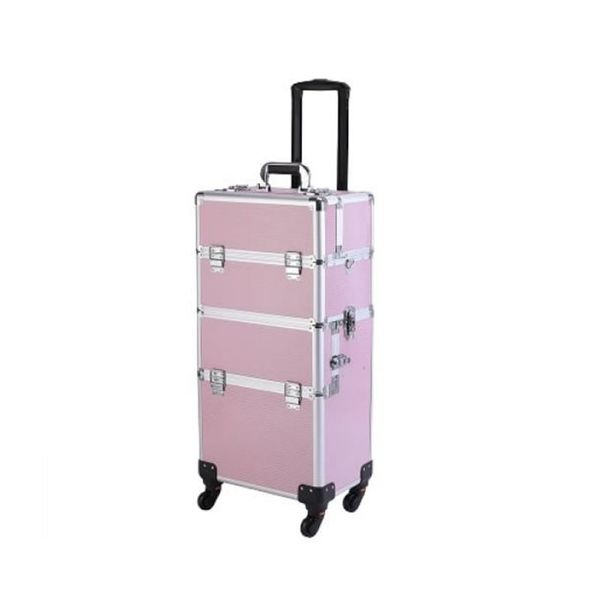 3-in-1 Professional Aluminum 4 Rolling Makeup Trolley Case