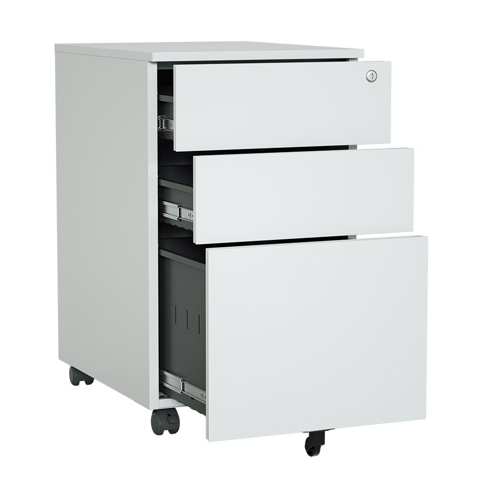 Steel 3 Drawer Side Handle Mobile Pedestal Filing Cabinet Locker