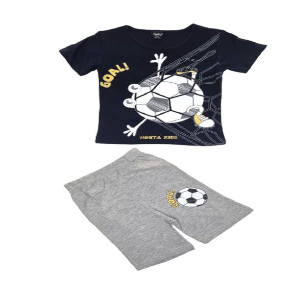 Little People Shop - Boys Grey Shorts and Black Top- Casual Set