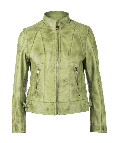 Women's Bella Parrot Green Wax Leather Jacket