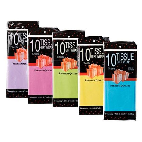 Paper Tissue Assorted Colours - 10 Sheets (5 Pack)