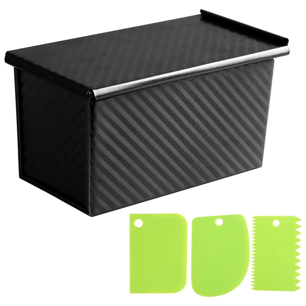 Bread Pans with Dough Scraper Cutter-Pullman Loaf Pan Lid